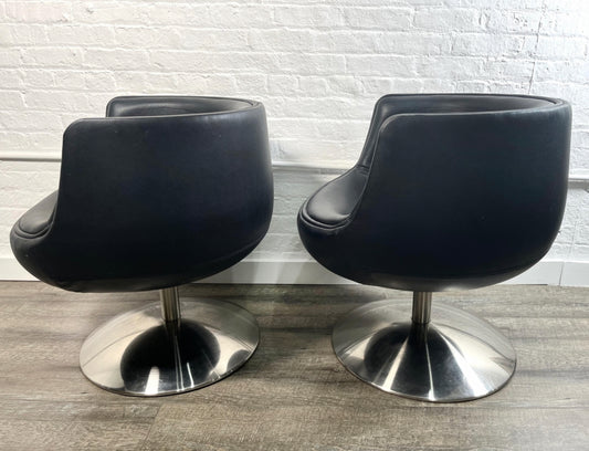 Pair Leather Swivel Chairs