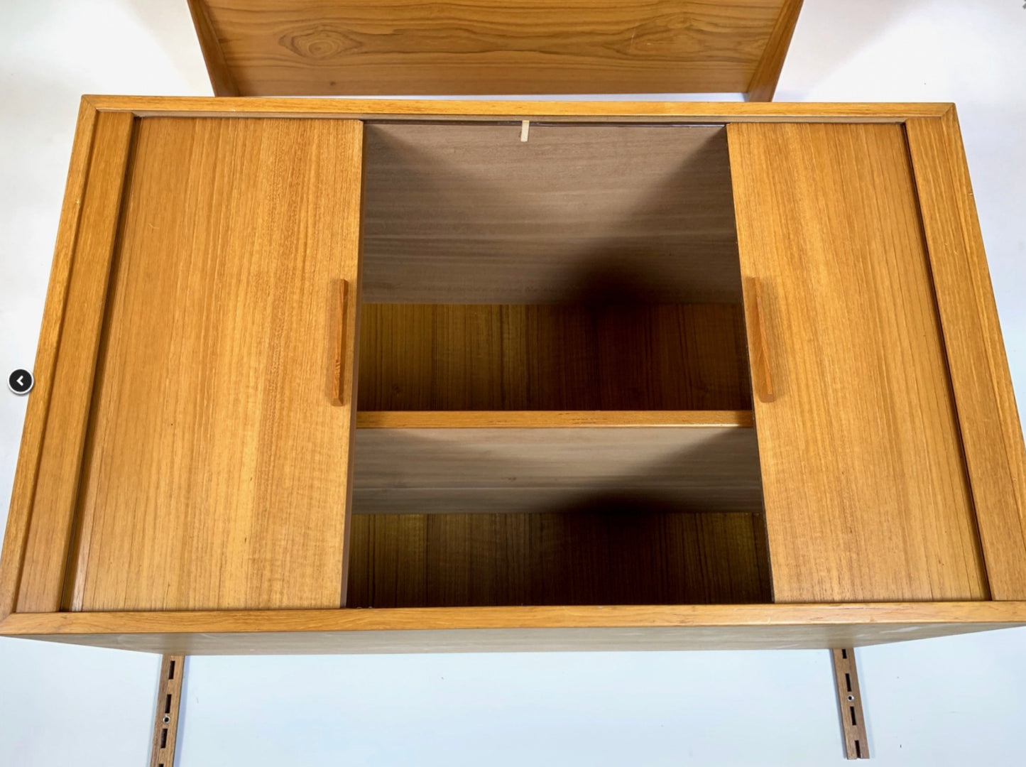 Mid- Century Teak Mounted Wall Shelf Unit