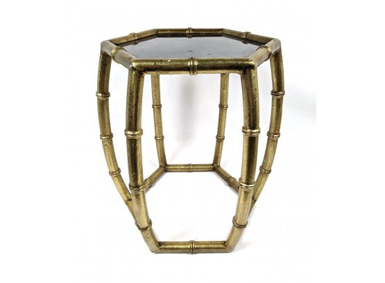 BRASS FINISH FAUX BAMBOO SIDE TABLE