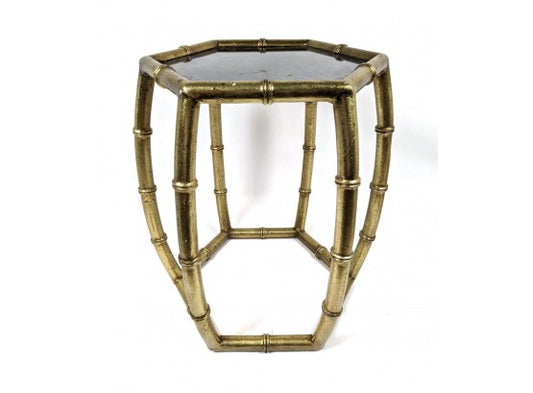 BRASS FINISH FAUX BAMBOO SIDE TABLE