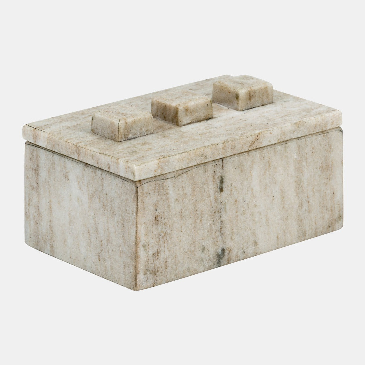 Marble 6" Rectangular Box W/ 3 Knobs