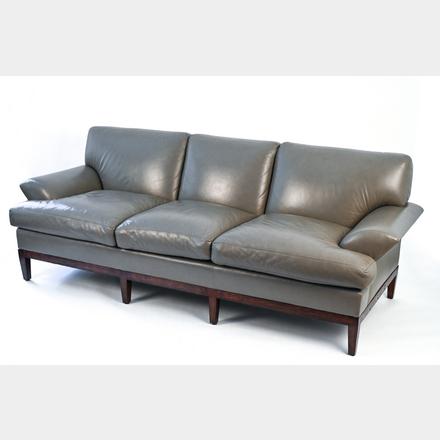 EDWARD FERRELL THREE-SEAT LEATHER SOFA