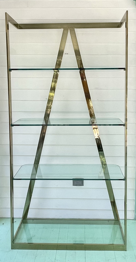 Mid-Century Baughman Style Brass Etagere