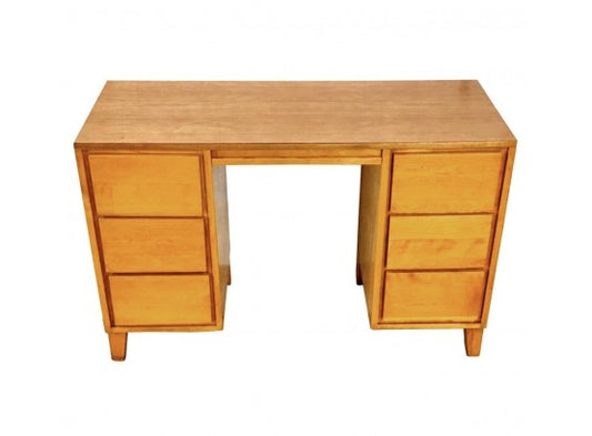 Mid Century Modern Kneehole Double Pedestal Desk