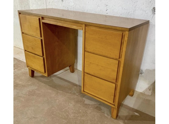 Mid Century Modern Kneehole Double Pedestal Desk